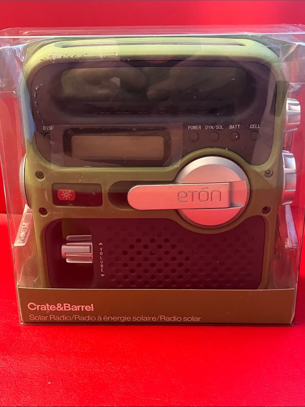 Eton Portable Solar/Hand-Crank Radio in Olive Green with Silver Accents